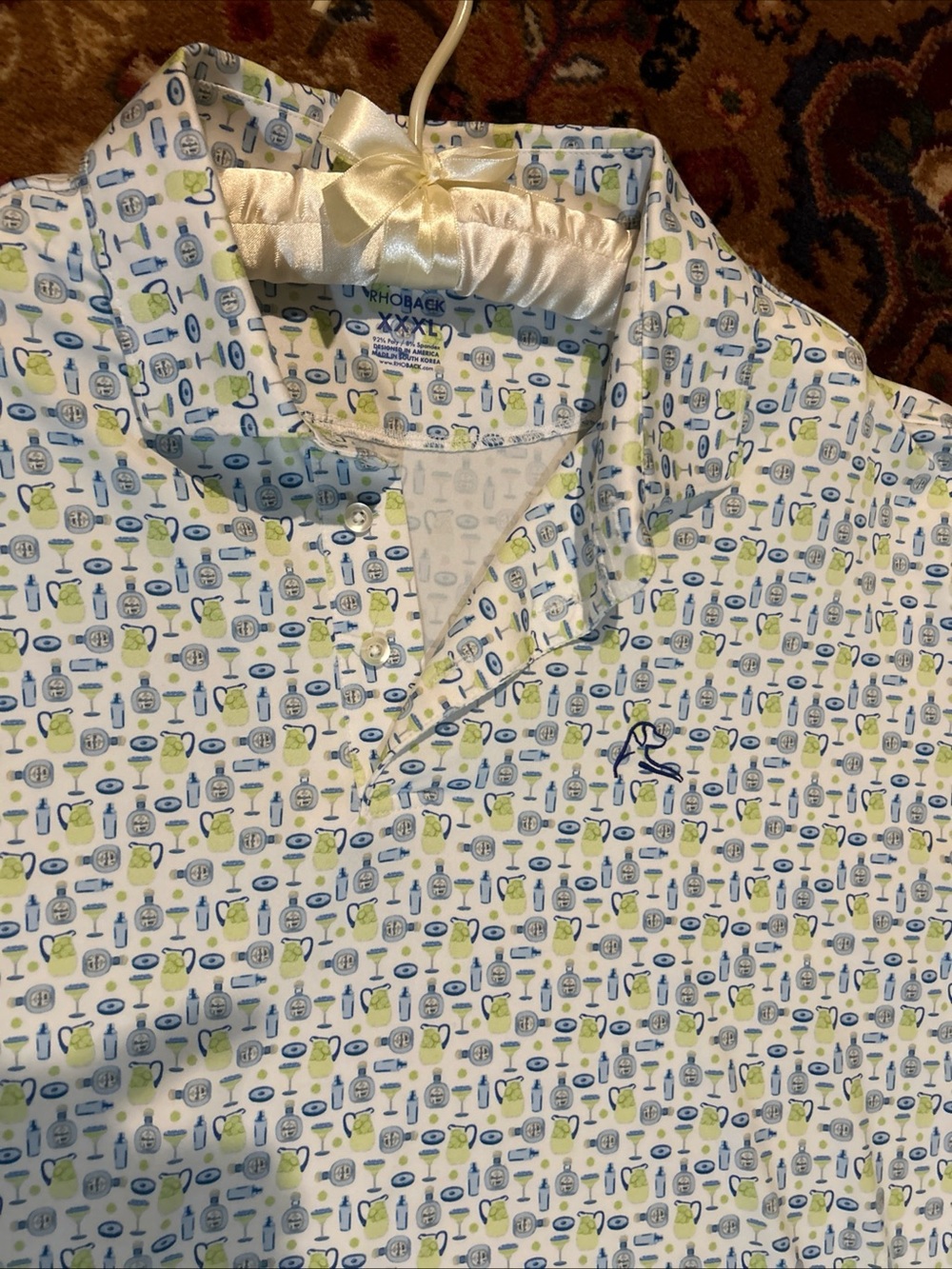 Rhoback Margaritas Cocktails Performance Stretch Polo Men’s XXXL 3XL Big Tall